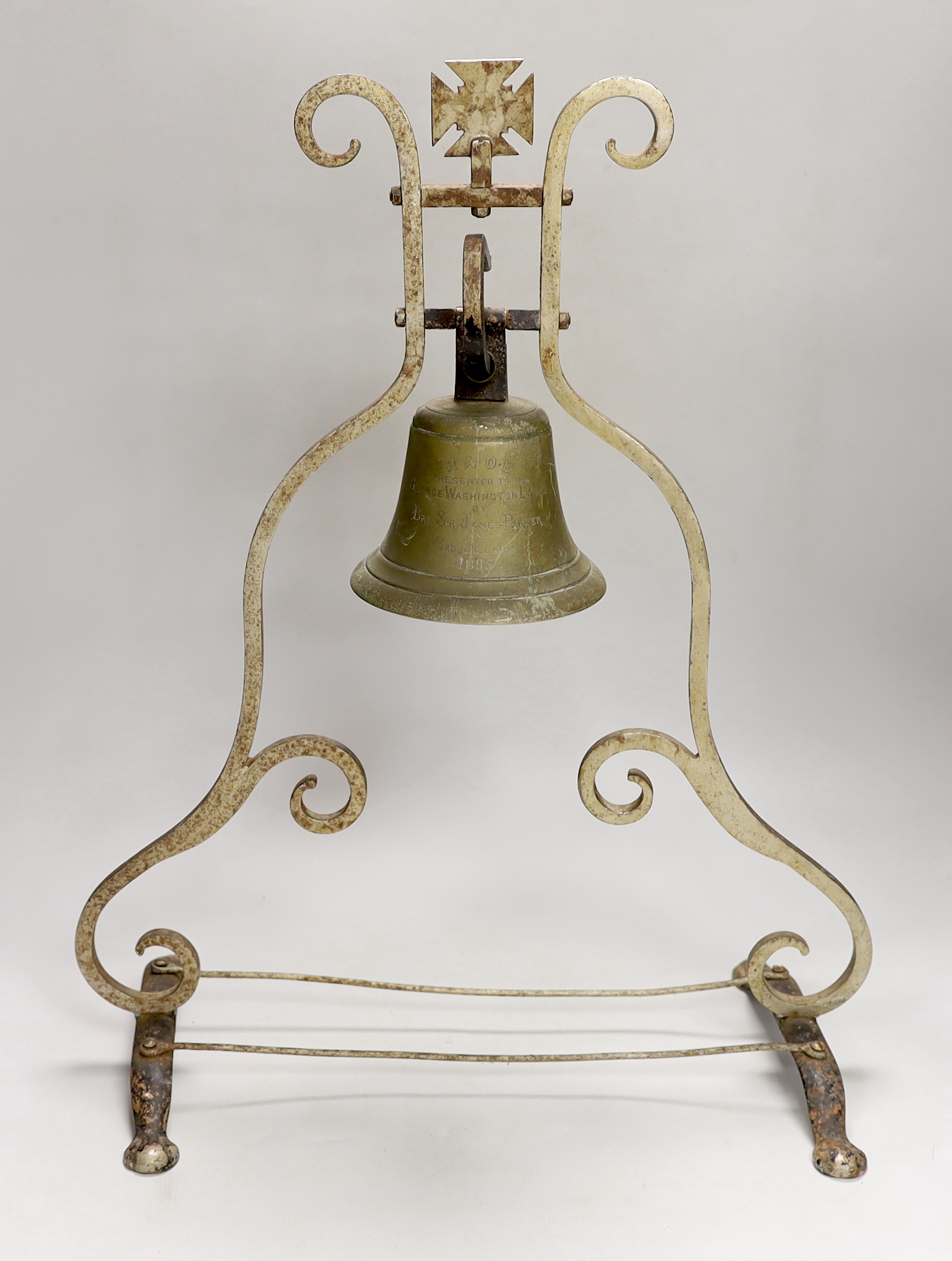 A Masonic table bell, 1895, New York, 53cm tall